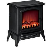 HOMCOM Chimenea Eléctrica de Pie 1000/2000W 20-25 m² 36,5x24x45,5 cm Negro | Chimenea Decorativa, Efecto de Llama, Termostato Ajustable, Protección contra Sobrecalentamiento, para Salas