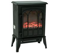 HOMCOM Chimenea Eléctrica de Pie 1000W/2000W 15-30 ㎡ 39x23x56,5 cm Negro | Chimenea Decorativa, Ventana, Efecto de Llama, Temperatura Ajustable, Protección Sobrecalentamiento