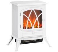 HOMCOM Chimenea Eléctrica de Pie 1000W/2000W 15-30 ㎡ 45x28,5x54 cm Blanco | Chimenea Decorativa con Ventana Efecto de Llama, Brillo Ajustable, Protección Sobrecalentamiento,