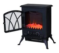 HOMCOM Chimenea Eléctrica de Pie 1000W/2000W Chimenea Decorativa con Ventana Efecto de Llama Brillo Ajustable y Protección Sobrecalentamiento para 15-30 ㎡ 45x28,5x54 cm Negro