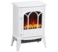 HOMCOM Chimenea Eléctrica de Pie 1000W/2000W Chimenea Decorativa con Ventana Efecto de Llama Temperatura Ajustable y Protección Sobrecalentamiento para 15-30 ㎡ 39x23x56,5 cm Blanco