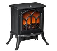 HOMCOM Chimenea Eléctrica de Pie 750/1500 W, Chimenea Decorativa con 2 Niveles de Potencia, Efecto Llama, Protección Sobrecalentamiento, Área de Cobertura 15-20 m², Negro