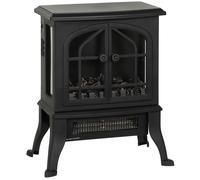 HOMCOM Chimenea Eléctrica de Pie 900/1800W Efecto Llama 3D Termostato Ajustable Ventanas Visibles para 15-30 ㎡ Negro