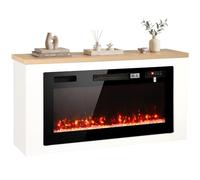 HOMCOM Chimenea Eléctrica de Pie 900W/1800W Mueble para TV 55" Blanco | Chimenea Decorativa, 12 Colores de Llama 3D, 5 Brillos, Termostato, Temporizador 8H, Control Remoto, Pantalla Táctil para 35㎡