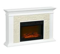 HOMCOM Chimenea Eléctrica con Calefacción 1800W Chimenea Decorativa Bajo Consumo Efecto de Llama Control Remoto Temporizador Semanal y Protección Sobrecalentamiento hasta 30 m² 120x24x80 cm Blanco