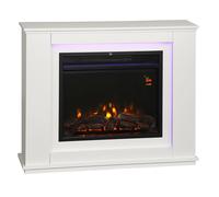 HOMCOM Chimenea Eléctrica Empotrable 1000/2000W con Efecto de Llama de 5 Niveles de Brillo y 12 Colores para 30 ㎡ Blanco Aosom España