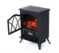 HOMCOM Chimenea Eléctrica de Pie 1000W/2000W Chimenea Decorativa con Ventana Efecto de Llama Brillo Ajustable y Protección Sobrecalentamiento para 15-30 ㎡ 45x28,5x54 cm Negro
