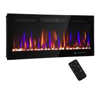 HOMCOM Chimenea Eléctrica Ultrafina de Pared y Empotrable con Llama 3D