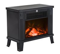 HOMCOM Chimenea Eléctrica Portátil 600/1200W Chimenea Decorativa con Efecto de Llama y Protección contra Sobrecalentamiento para Salas 13-18 m² 34x17x31 cm Negro