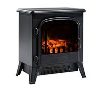 HOMCOM Chimenea Eléctrica Portátil 925W/1800W Calentador de Chimenea con Efecto de Llama Termostato y Protección contra Sobrecalentamiento para Salas 18-24 m² 36x25,5x41,5 cm Negro