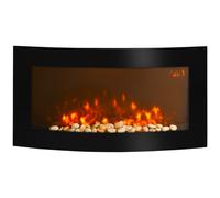 HOMCOM Chimenea Eléctrica Tipo Estufa de Pared con Efecto Llamas Atmosféricas y Luz LED de 7 Colores con Mando A Distancia 1000W/2000W 89,2x13,5x48cm