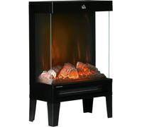 HOMCOM Chimenea Eléctrica 1000W/2000W Calentador de Chimenea con Llama LED Ajustable Termostato y Protección contra Sobrecalentamiento 40,5x20x62 cm