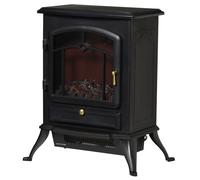 HOMCOM Chimenea Eléctrica de Pie Estufa Calefactor 950/1850W con Termostato Efecto Leña Ardiendo Llamas LED 45x28x54,8 cm Negro