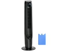 HOMCOM Climatizador Evaporativo 60W Silencioso con Mando 3 Velocidades Oscilación 70° Pantalla LED Táctil 31,5x31,5x107cm Negro Aosom España