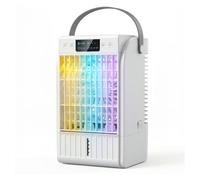 HOMCOM Climatizador Portátil, Mini Enfriador de Aire 4 en 1 con 4 Velocidades, 2 Modos de Nebulización, Luz LED RGB de 7 Colores, Depósito de Agua de 1,5L, Temporizador 2/4/6H, Asa, Blanco