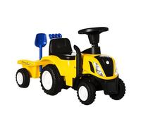 HOMCOM Coche Antideslizante para niños New Holland, vehículo para niños, Coche clásico, con claxon, plástico, Metal, Amarillo, 91 x 29 x 44 cm