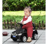 HOMCOM Coche Correpasillos para Niños de 18-36 Meses Andador Correpasillos con Faros Música Bocina Volante Espacio de Almacenaje y Asa para Empujar 63,5x28x36 cm Negro