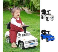 HOMCOM Coche Correpasillos para Bebé de 18-36 Meses con Faros Música Bocina Compartimento y Respaldo Alto 68x30,5x41,5 cm Azul Aosom España