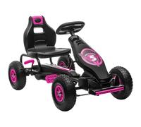 HOMCOM Coche de Pedales para Niños de 5-12 Años con Asiento Ajustable Neumáticos Inflables Amortiguador Carga 50kg Negro y Rosa