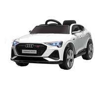HOMCOM Coche Eléctrico para Niños de +3 Años Audi E-Tron, Coche de Batería 12V con Mando a Distancia, Faros LED, Bocina, Música, USB, Apertura de Puerta y Velocidad 3-5 km/h, Blanco