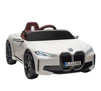 HOMCOM Coche Eléctrico Infantil Autorización BMW I4 para Niños 3-6 años con Control Remoto Cinturón Seguridad 115x67x45 cm Blanco Aosom España