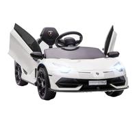 HOMCOM Coche Eléctrico Lamborghini para Niños Coche de Batería 12V Blanco | Velocidad Max.5 km/h, Puerta de Tijera, con Control Remoto, MP3, Luces, Cinturón de Seguridad