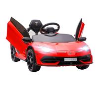 HOMCOM Coche Eléctrico Lamborghini para Niños Coche de Batería 12V Rojo | Velocidad Max.5 km/h, Puerta de Tijera, con Control Remoto, MP3, Luces, Cinturón de Seguridad