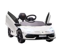 HOMCOM Coche Eléctrico Lamborghini para Niños Coche de Batería 12V Velocidad MAX.5 km/h Puerta de Tijera con Control Remoto MP3 Luces y Cinturón de Seguridad Blanco