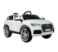 HOMCOM Coche Eléctrico para Niño +3 Años Audi Q5 con Mando a Distancia MP3 Luces y Sonidos Apertura de Puerta y Tirador Carga 30 kg 116x75x56 cm Blanco