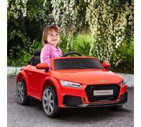 HOMCOM Coche Eléctrico para Niños Audi TT Rojo con Mando a Distancia Música Luces y Batería Doble Puerta 103x63x44cm Aosom España