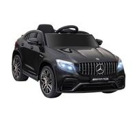 Homcom coche eléctrico para niño +3 años con licencia de mercedes 12v con mando a distancia música y luces suspensión en cuatro ruedas doble apertura de puerta ruedas auxiliares 115x70x55cm negro