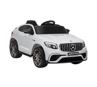 HOMCOM Coche Eléctrico para Niño +3 Años con Licencia de Mercedes 12V con Mando a Distancia Música y Luces Suspensión en Cuatro Ruedas Doble Apertura de Puerta Ruedas Auxiliares 115x70x55cm Blanco