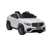HOMCOM Coche Eléctrico para Niño +3 Años con Licencia de Mercedes 12V con Mando a Distancia Música y Luces Suspensión en Cuatro Ruedas Doble Apertura de Puerta Ruedas Auxiliares 115x70x55cm Blanco