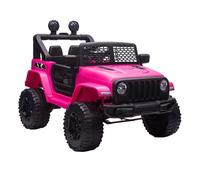 HOMCOM Coche Eléctrico para Niños 12V, Vehículo Todoterreno de Batería con 2 Motores, Control Remoto 2,4G, Velocidad hasta 5 km/h, Sistema de Suspensión, Faros, para Niños de +3 Años, Rosa