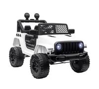 HOMCOM Coche Eléctrico para Niños 12V, Vehículo Todoterreno de Batería con 2 Motores, Control Remoto 2,4G, Velocidad hasta 5 km/h, Sistema de Suspensión, Faros, para Niños de +3 Años, Blanco
