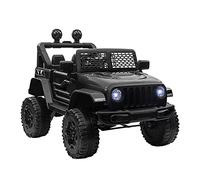 HOMCOM Coche Eléctrico para Niños 12V, Vehículo Todoterreno de Batería con 2 Motores, Control Remoto 2,4G, Velocidad hasta 5 km/h, Sistema de Suspensión, Faros, para Niños de +3 Años, Negro