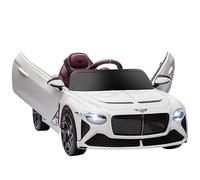 HOMCOM Coche eléctrico para niños Bentley Bacalar - 2 Motores 12V 25W - Mando a Distancia 2.4G - MP3 - claxon - 2 Faros - Blanco