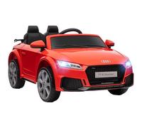 HOMCOM Coche Eléctrico para Niños de 3+ Años Audi TT RS Eléctrico Infantil 12V con 2 Motores Velocidad 3 km/h Mando a Distancia Música MP3 USB Bocina Luces Doble Apertura de Puerta 102x60x44 cm Rojo
