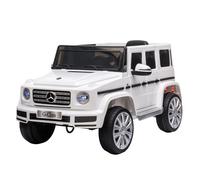 HOMCOM Coche Eléctrico para Niños de +3 Años Benz G500 Todoterreno de Batería 12 V Vehículo Eléctrico con Control Remoto Música Bocina Velocidad 3-5 km/h Carga 30 kg Blanco