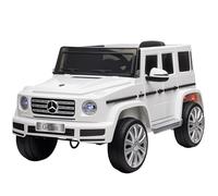 HOMCOM Coche Eléctrico para Niños de +3 Años Benz G500 Todoterreno de Batería 12 V Vehículo Eléctrico con Control Remoto Música Bocina Velocidad 3-5 km/h Carga 30 kg Blanco