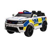 HOMCOM Coche Eléctrico para Niños de +3 Años Carro Eléctrico Infantil de Policía Coche de Batería 12V con Suspensión de Muelle Mando a Distancia Bluetooth Luz USB Sirena Blanco