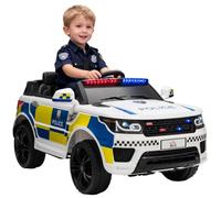 HOMCOM Coche Eléctrico para Niños de +3 Años de Policía 12V Sirena Blanco | Carro Eléctrico Infantil, Coche de Batería, Suspensión de Muelle, Mando a Distancia, Luz, USB