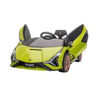HOMCOM Coche Eléctrico para Niños de +3 Años Lamborghini SIAN Coche de Batería 12V con Mando a Distancia Apertura de Puerta Música MP3 USB y Faros 3-5 km/h 108x62x40 cm Verde