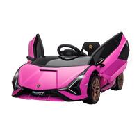 HOMCOM Coche Eléctrico para Niños de +3 Años Lamborghini SIAN Coche de Batería 12V con Mando a Distancia Apertura de Puerta Música MP3 USB y Faros 3-5 km/h 108x62x40 cm Rosa