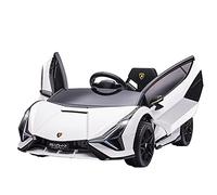 HOMCOM Coche Eléctrico para Niños de +3 Años Lamborghini SIAN Coche de Batería 12V con Mando a Distancia Apertura de Puerta Música MP3 USB y Faros 3-5 km/h 108x62x40 cm Blanco
