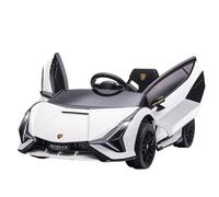 HOMCOM Coche Eléctrico para Niños de +3 Años Lamborghini SIAN Coche de Batería 12V con Mando a Distancia Apertura de Puerta Música MP3 USB y Faros 3-5 km/h 108x62x40 cm Blanco BLANCO