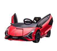 HOMCOM Coche Eléctrico Lamborghini SIAN 12V para Niños de +3 Años con Mando a Distancia Apertura de Puerta Música MP3 USB y Faros 3-5 km/h 108x62x40 cm Rojo