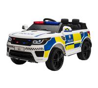 HOMCOM Coche Eléctrico para Niños de +3 Años Carro Eléctrico Infantil de Policía Coche de Batería 12V con Suspensión de Muelle Mando a Distancia Bluetooth Luz USB Sirena Blanco