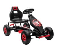 HOMCOM Coche Infantil de Pedales Go Kart a Pedales 121x58x61 cm Rojo | Para Niños de 5-12 Años, Asiento Ajustable, Neumáticos Inflables, Amortiguador, Freno de Mano, Carga 50 kg
