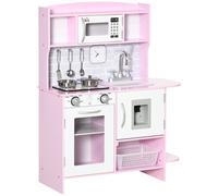Homcom Cocina De Juguete Madera Para Niños +3 Años Con Luz Sonidos 70x29x90 Cm
